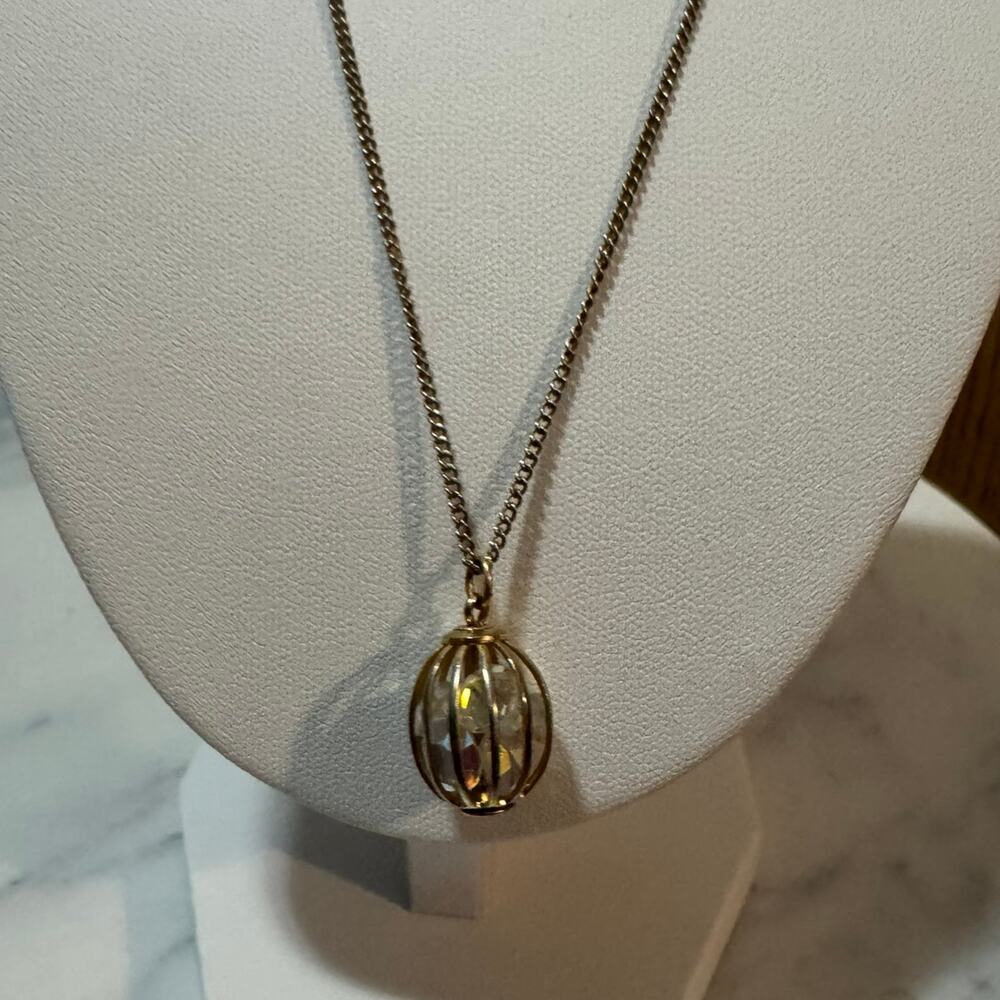 Gold Tone Chain with crystal in cage V